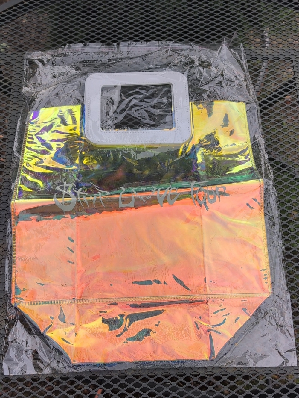 Iridescent Holographic Tote Bag with White Handle Karol G